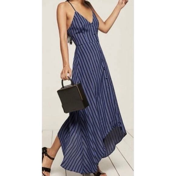Reformation Dresses & Skirts - NWT Reformation Savanah Dress Blue striped Sundress Women's Size 0